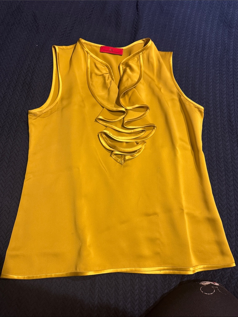 Carolina Herrera Mustard Ruffle Front Sleeveless Camisole